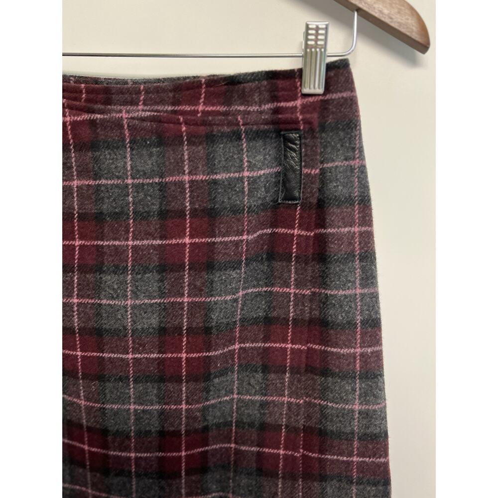 Vintage 90s Y2K Style Mini Wrap skirt Recycled Wool Tartan Plaid Sz 4 Academia - Picture 4 of 12